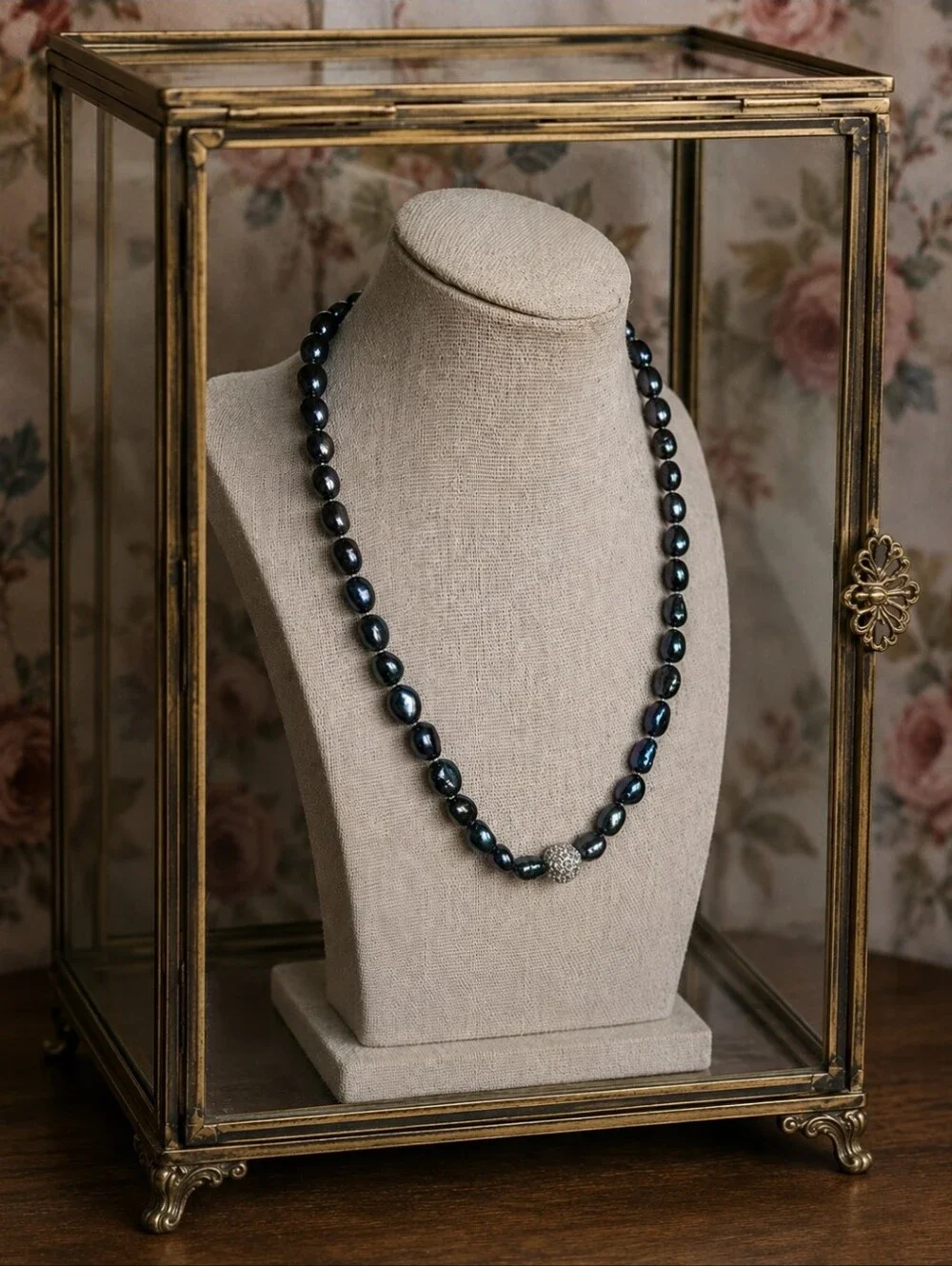Peacock Freshwater Pearl Blue Gray Green Purple Single Strand Necklace Oil Slick